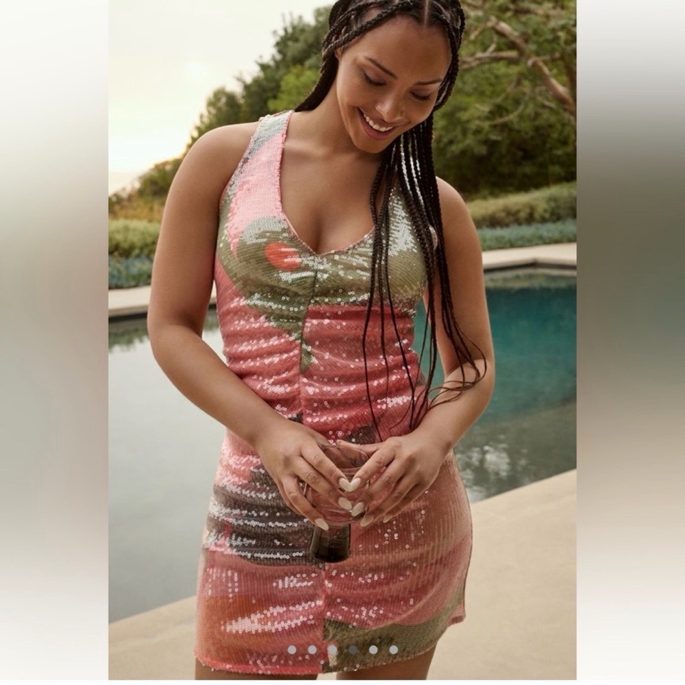 Hutch Pink and Green Sequin Swim Cover-Up